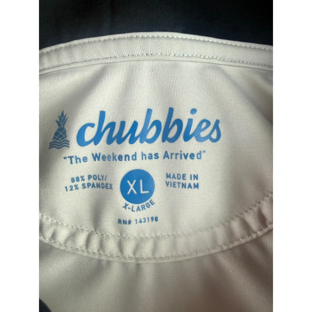 Chubbies Mens XL Performance Polo Shirt Retro Brushstroke Graphic White Black - Picture 4 of 6